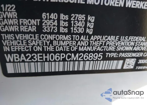 2023 BMW 740 I z USA, uszkodzony, nr VIN WBA23EH06PCM26895